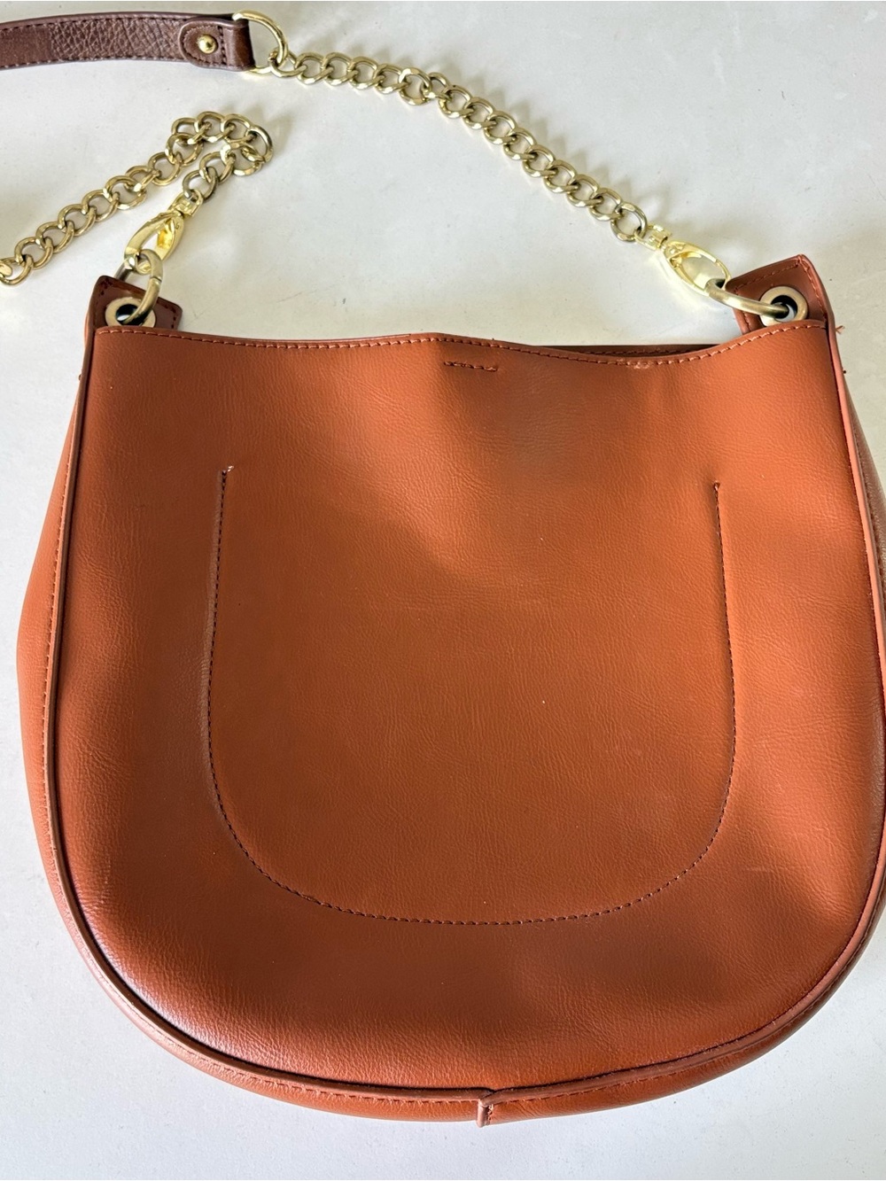 Anthropologie Brown Hobo Bag Triple 7 Modern Moon Shoulder Crossbody Bag Tote - Picture 2 of 11
